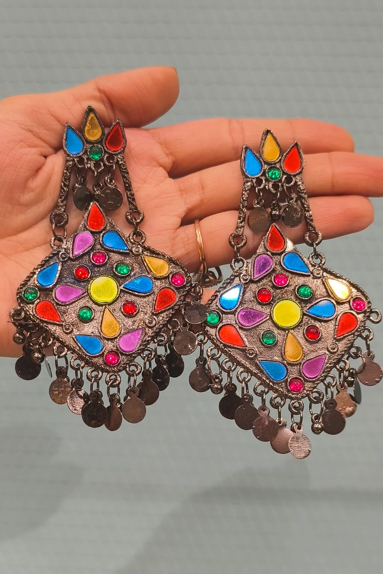 COLOURFULL OXIDISED EARRINGS