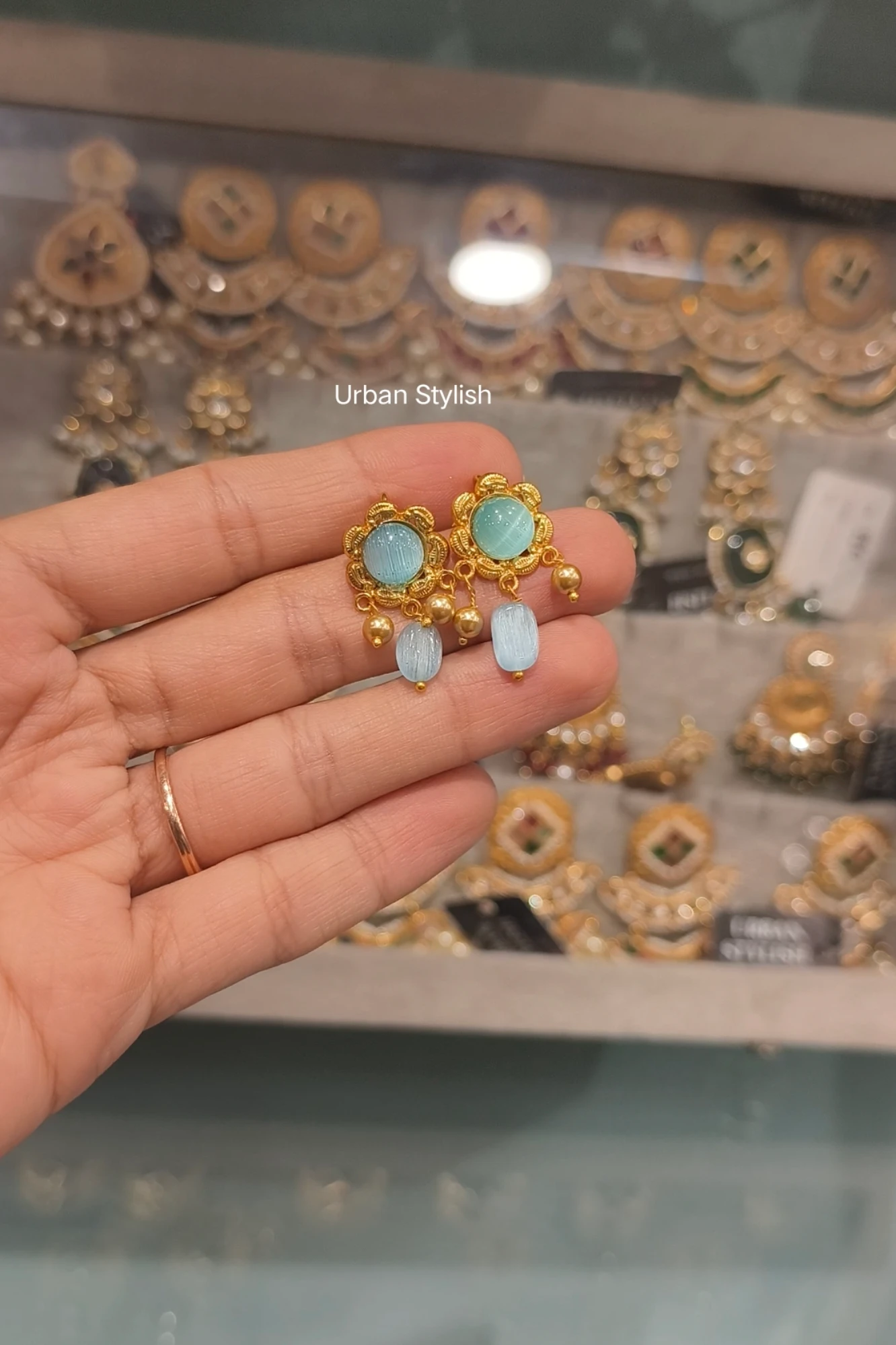 NOOR-E-FROZA GOLD LOOK EARRINGS