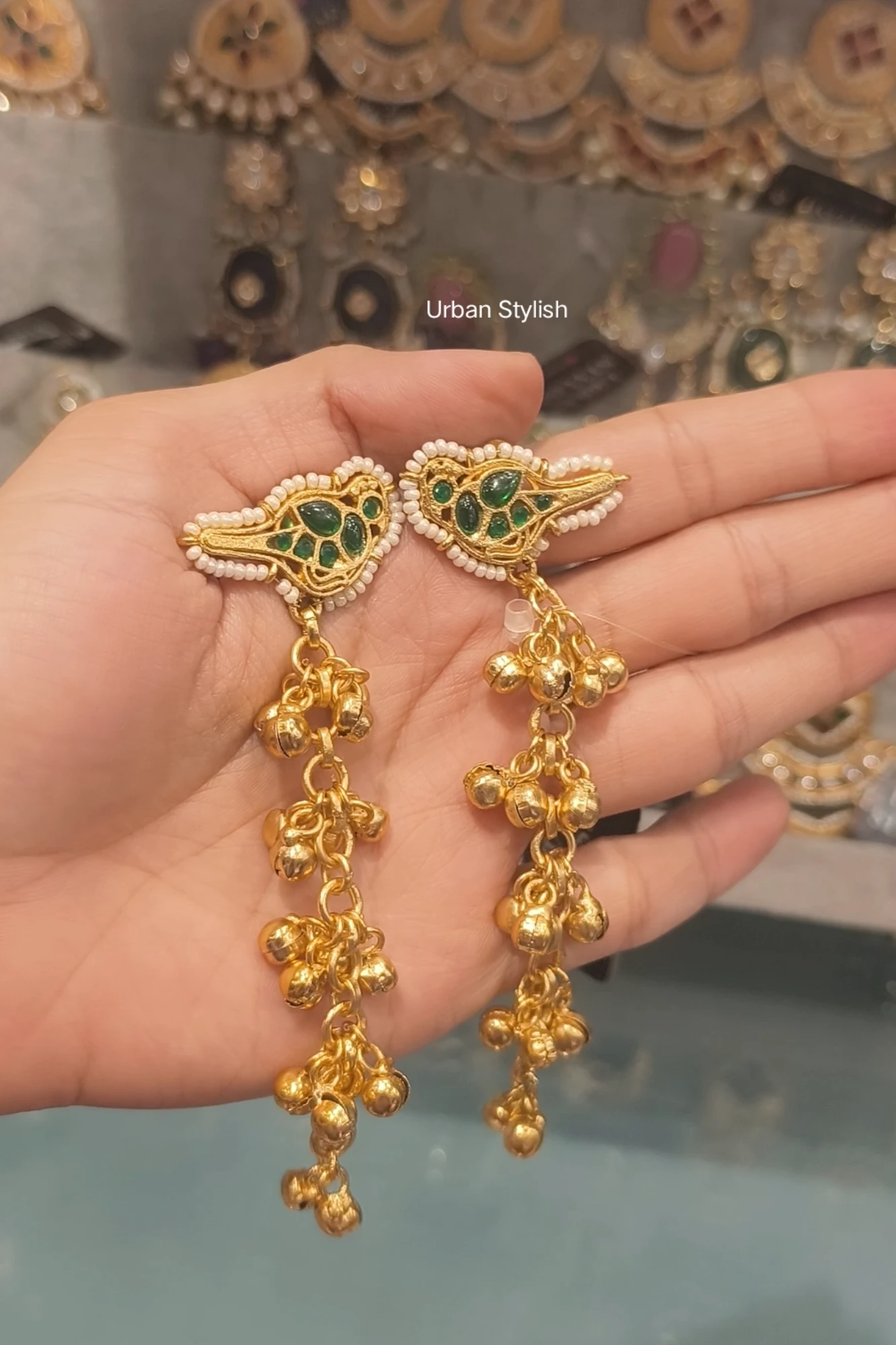 CROCUS GREEN KASHMIRI EARRINGS