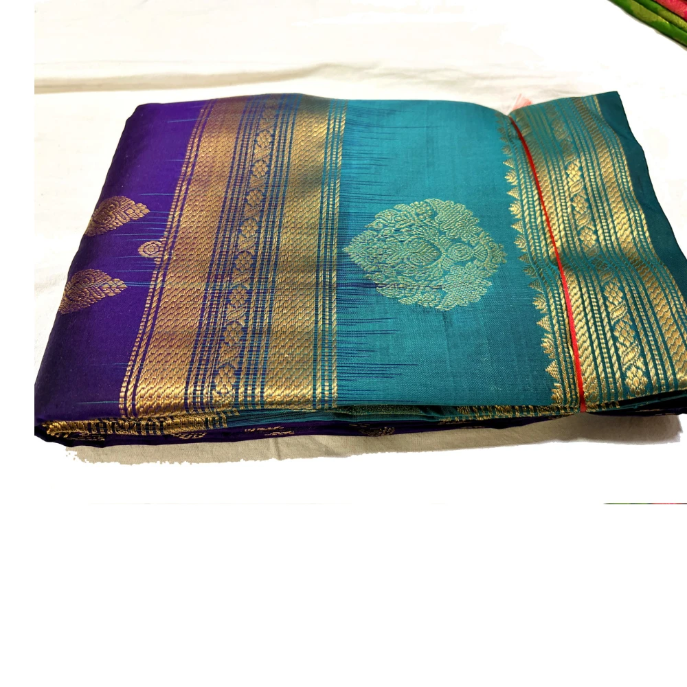 Purple Kanchipuram Pure Silk Saree with Blouse