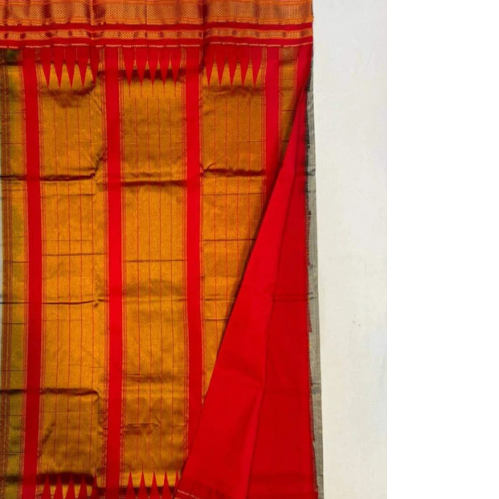 Purple Ilkaal Butta pure silk saree with zari border and traditional woven patterns