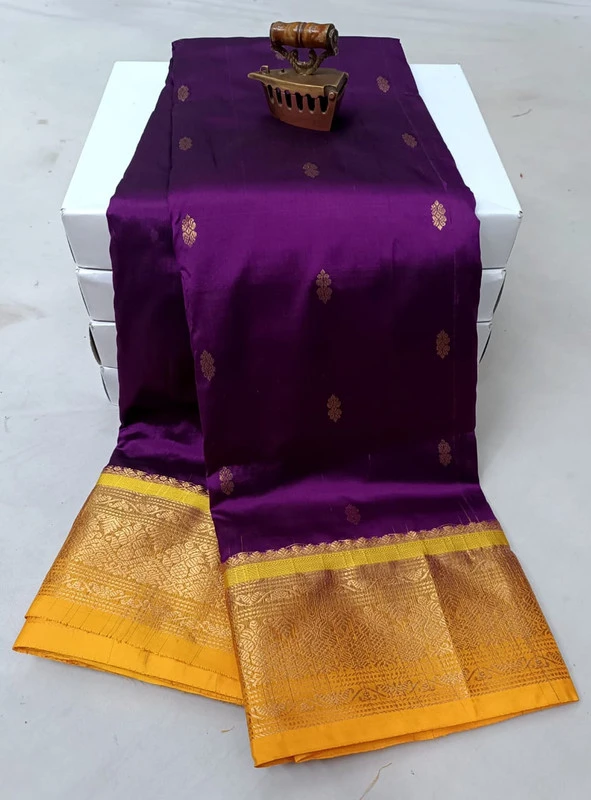 Magenta with off white Border traditional silk saree with zari border for festive and wedding occasions