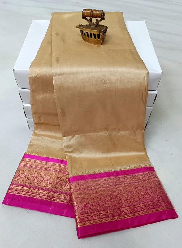 Chikku with Rani Border traditional silk saree with zari border for wedding and festive wear
