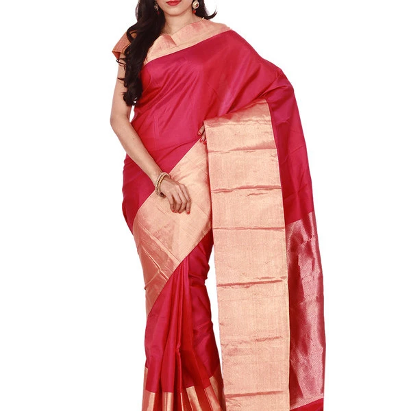 Kanchipuram Pure Silk Saree in Red Self Coloured Big Border Fancy saree