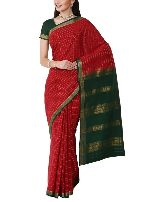 Bright Pure Mysore Silk Saree in Aqua Blue with & Contrasting Zari Work