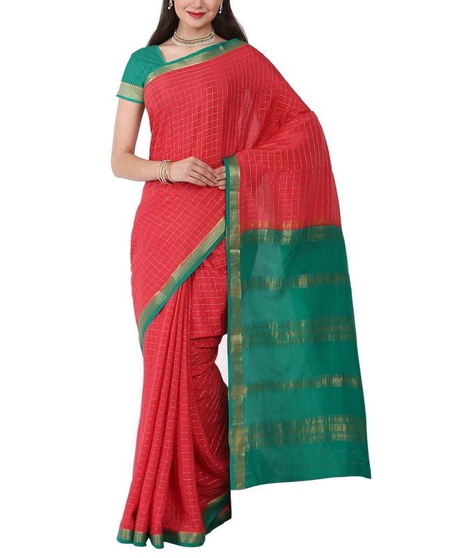 Alluring Pure Mysore Silk Saree in Wine Red & Rich Gold Zari