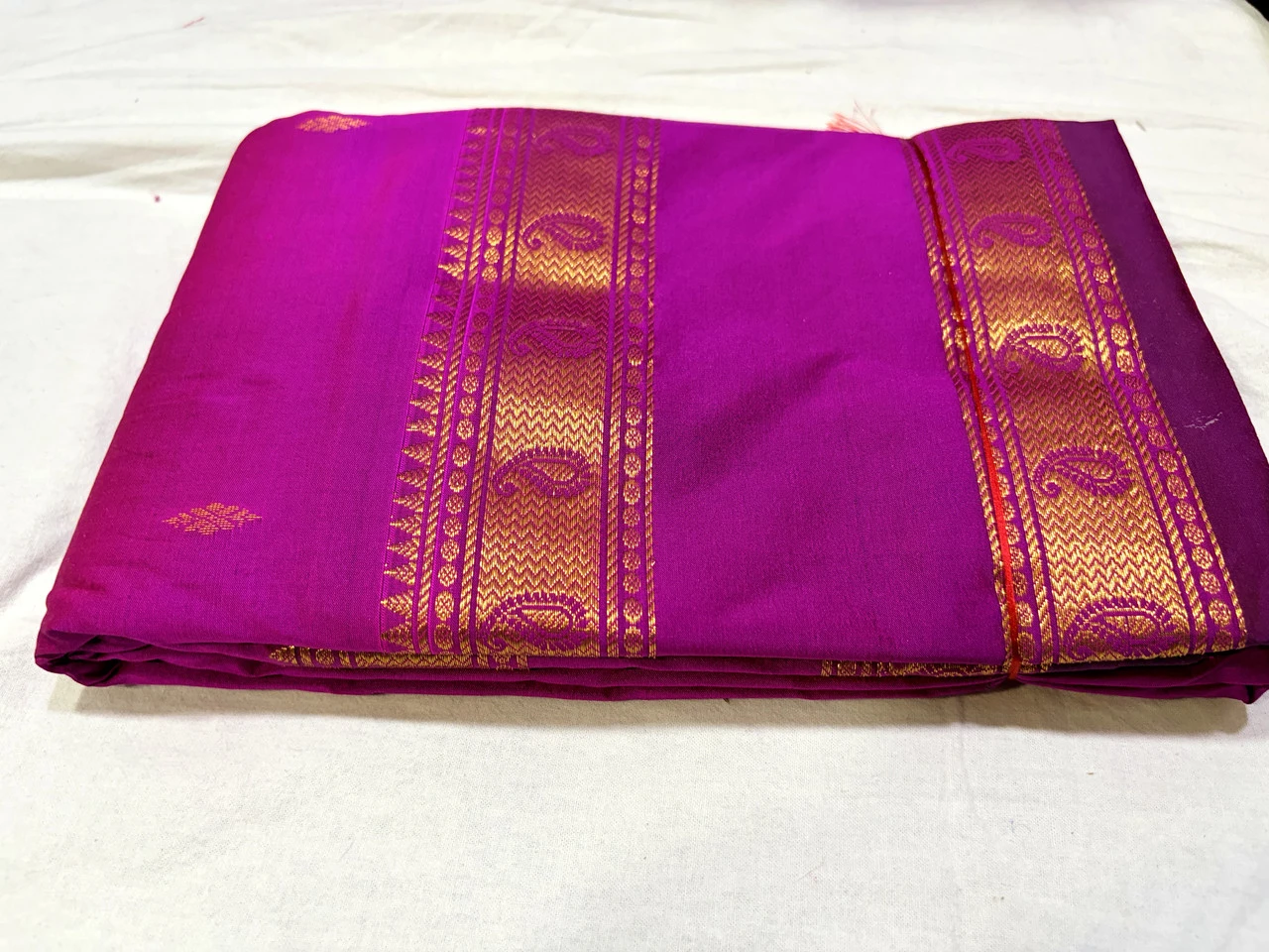 Magenta Kanchipuram Pure Silk Saree with Blouse