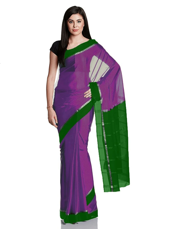 Enchanting Pure Mysore Silk Saree in Rose Pink with Green  & Zari Border