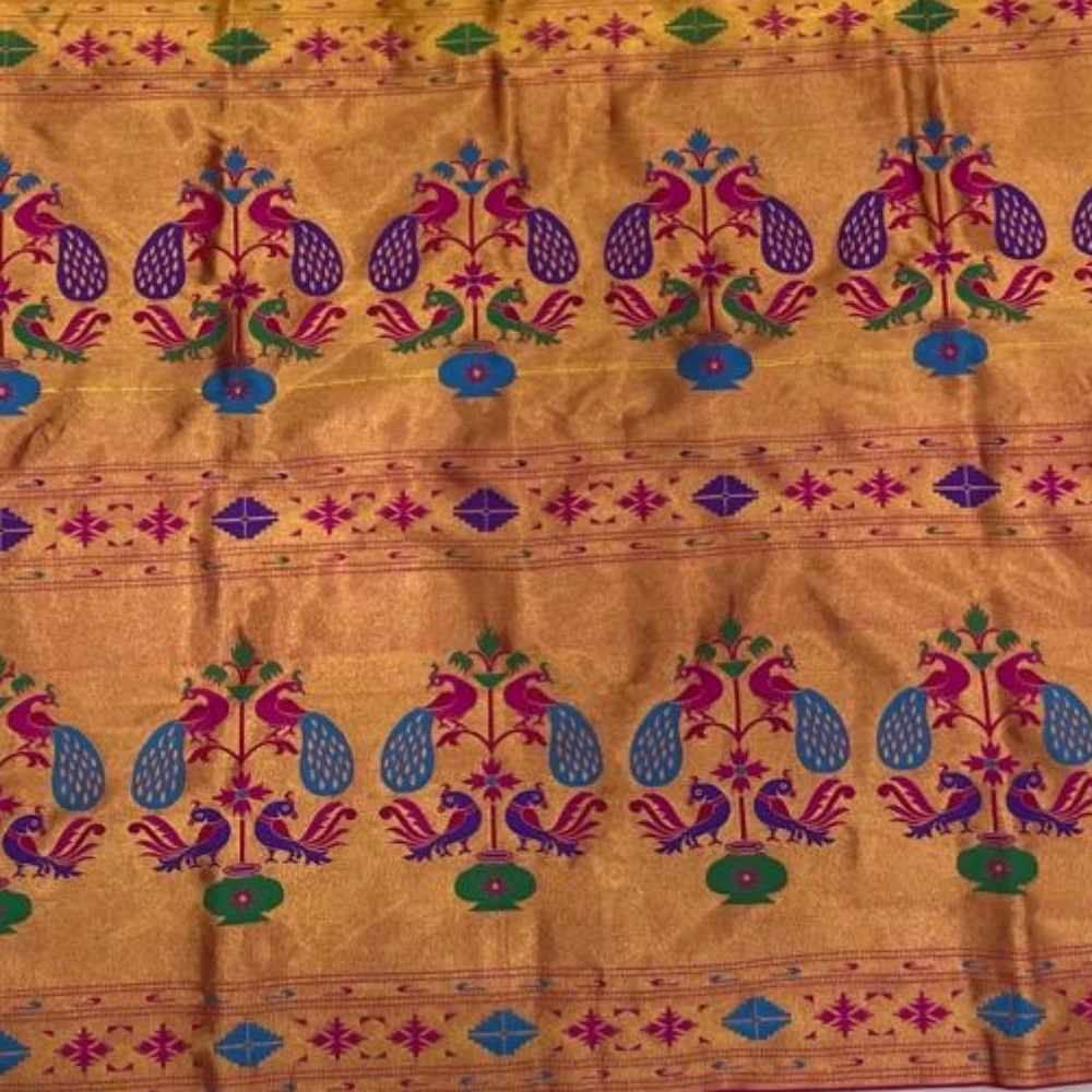 Vibrant Pink Pure Silk Paithani Saree with Peacock Embroidery Blouse & Black Gold Zari Border