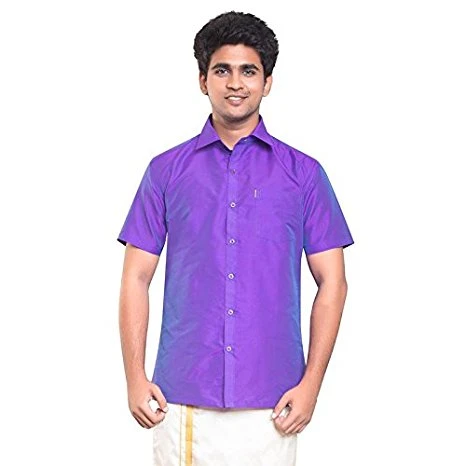 Purple Dupion Silk Full Slevees Shirt