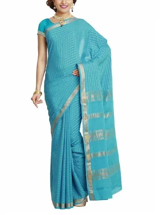 Opulent Pure Mysore Silk Saree in Dark Teal & Contrasting Zari Border