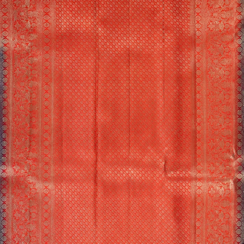 Royal Purple with Gold Zari Kanchipuram Pure Silk Handloom Saree Silk Mark with Blouse - FabFashionz