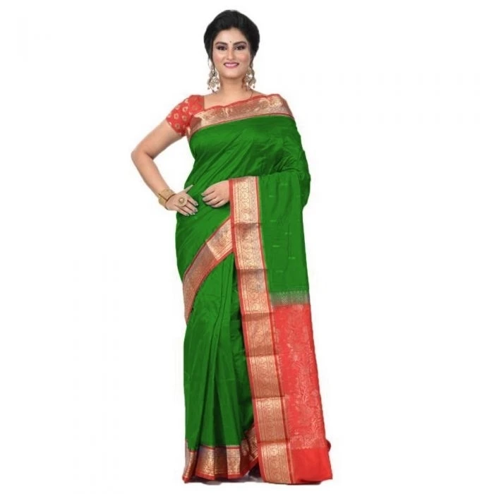 Ananda Blue and Violet Contrast Traditional Kanchipuram Pure Silk Saree