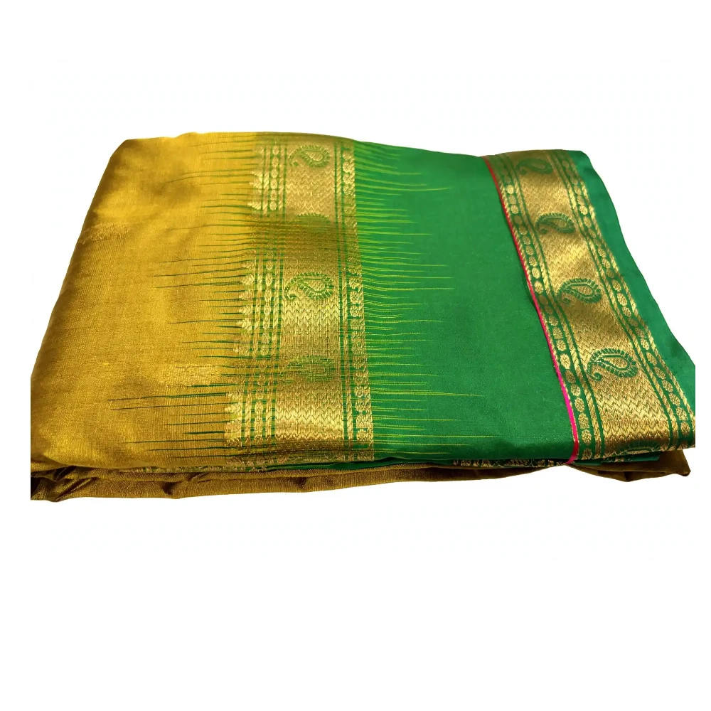 Exclusive Kanchipuram Pure Silk Saree with Pure Silk Blouse - Green & Gold