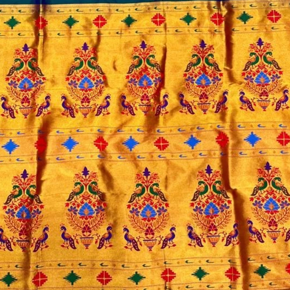 Self Magenta Silk Paithani Saree with Peacock Embroidery Designer Blouse