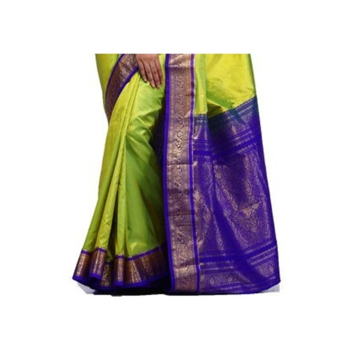 Traditional Kanchipuram Pure Silk Saree Parrot Green and Voilet