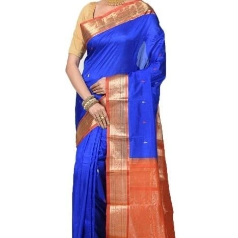 Rama Green and Magenta Contrast Traditional Kanchipuram Pure Silk Saree