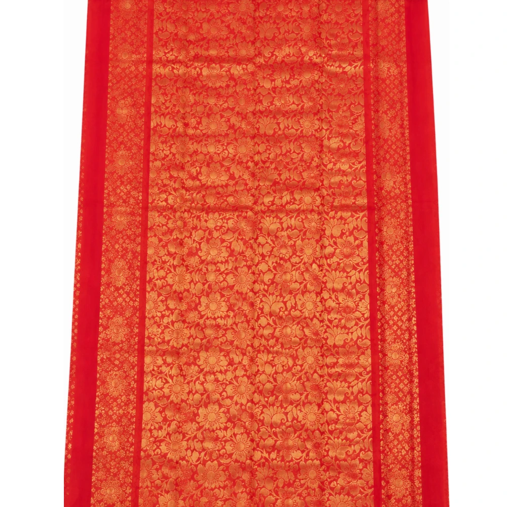 Ananda Green and Red Contrast Multicolor Exclusive Kanchipuram Pure Silk Saree with Bentex Border & Diamond Butta
