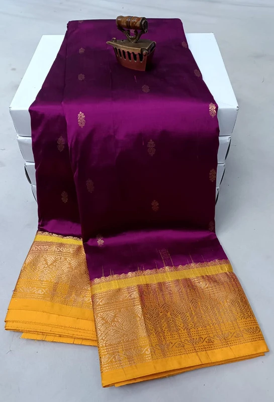 Magenta with White Contrast traditional silk saree with zari border for festive and wedding occasions