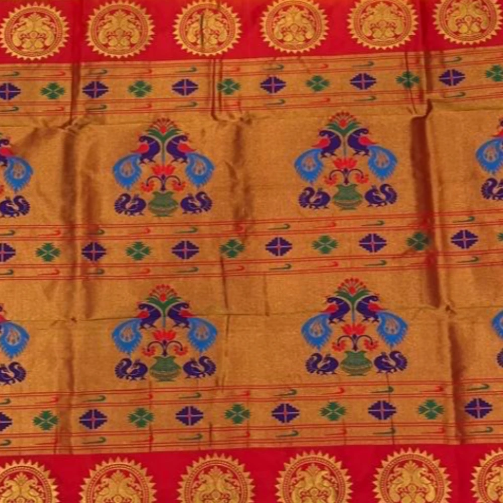 Royal Blue Semi Silk Paithani Saree with Peacock Embroidery Blouse
