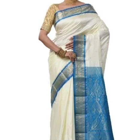Royal Blue and Rani Pink Blue Contrast Traditional Kanchipuram Pure Silk Saree
