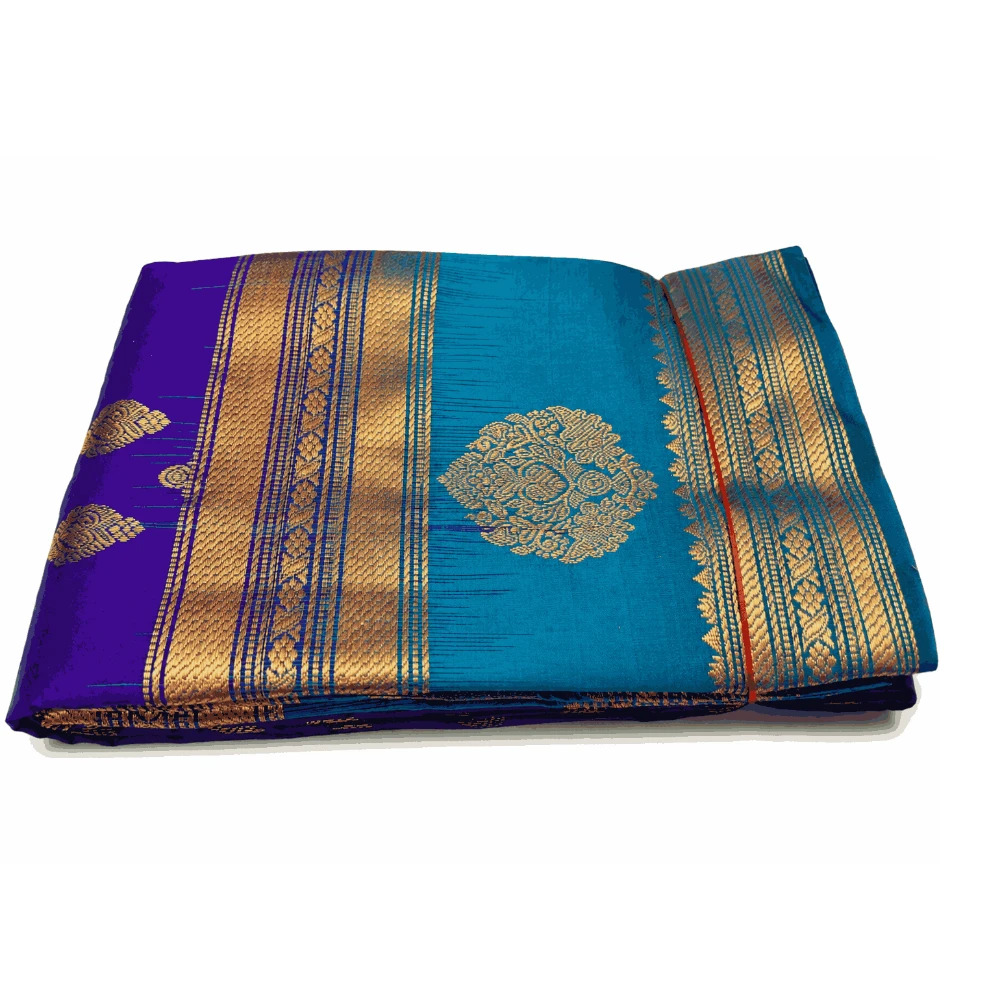 Exclusive Kanchipuram Pure Silk Saree with Pure Silk Blouse - Blue & Royal Blue