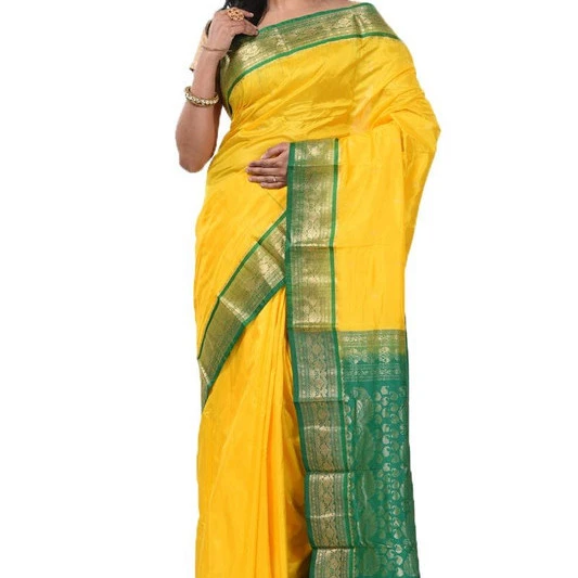 Tortilla Brown and Red Contrast Traditional Kanchipuram Pure Silk Saree