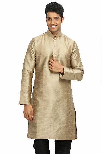 Chikku Dupion Silk Mens Kurtha with White Pajama