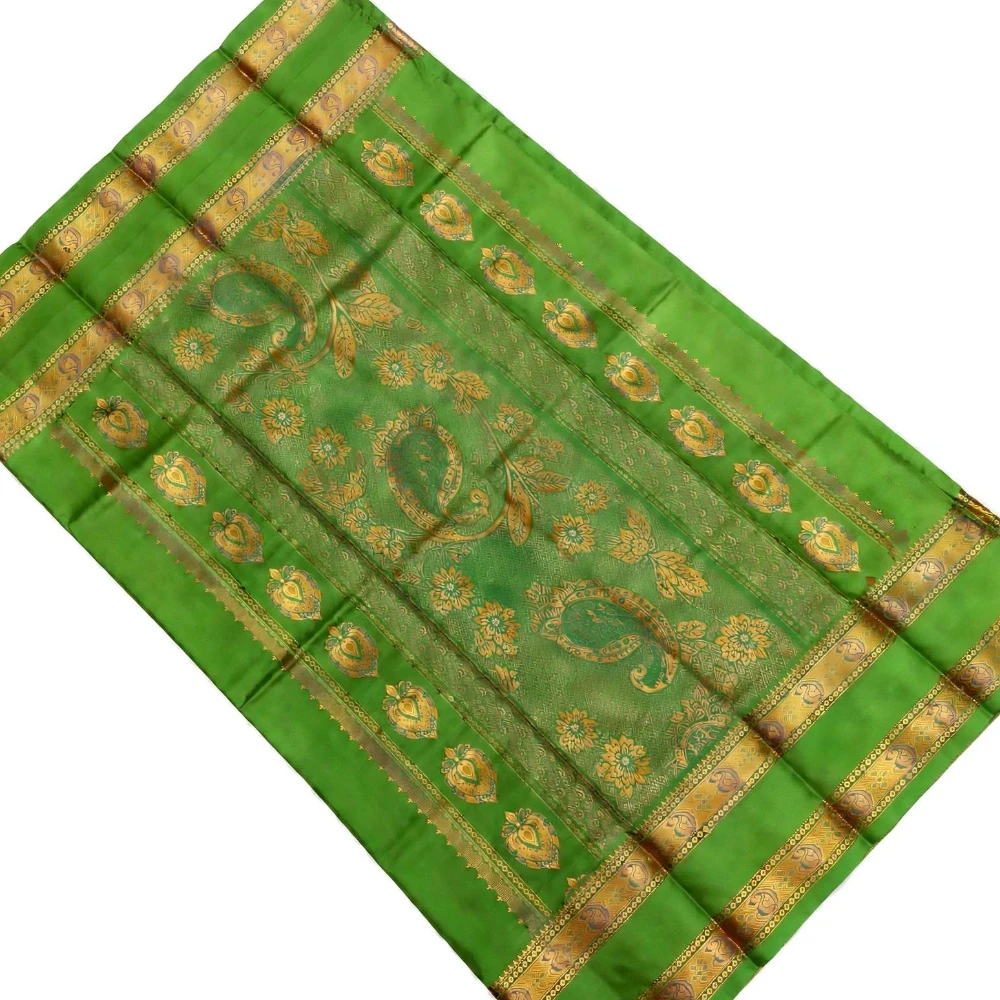 Pink & Lime Green Kanchipuram Pure Silk Saree with Blouse