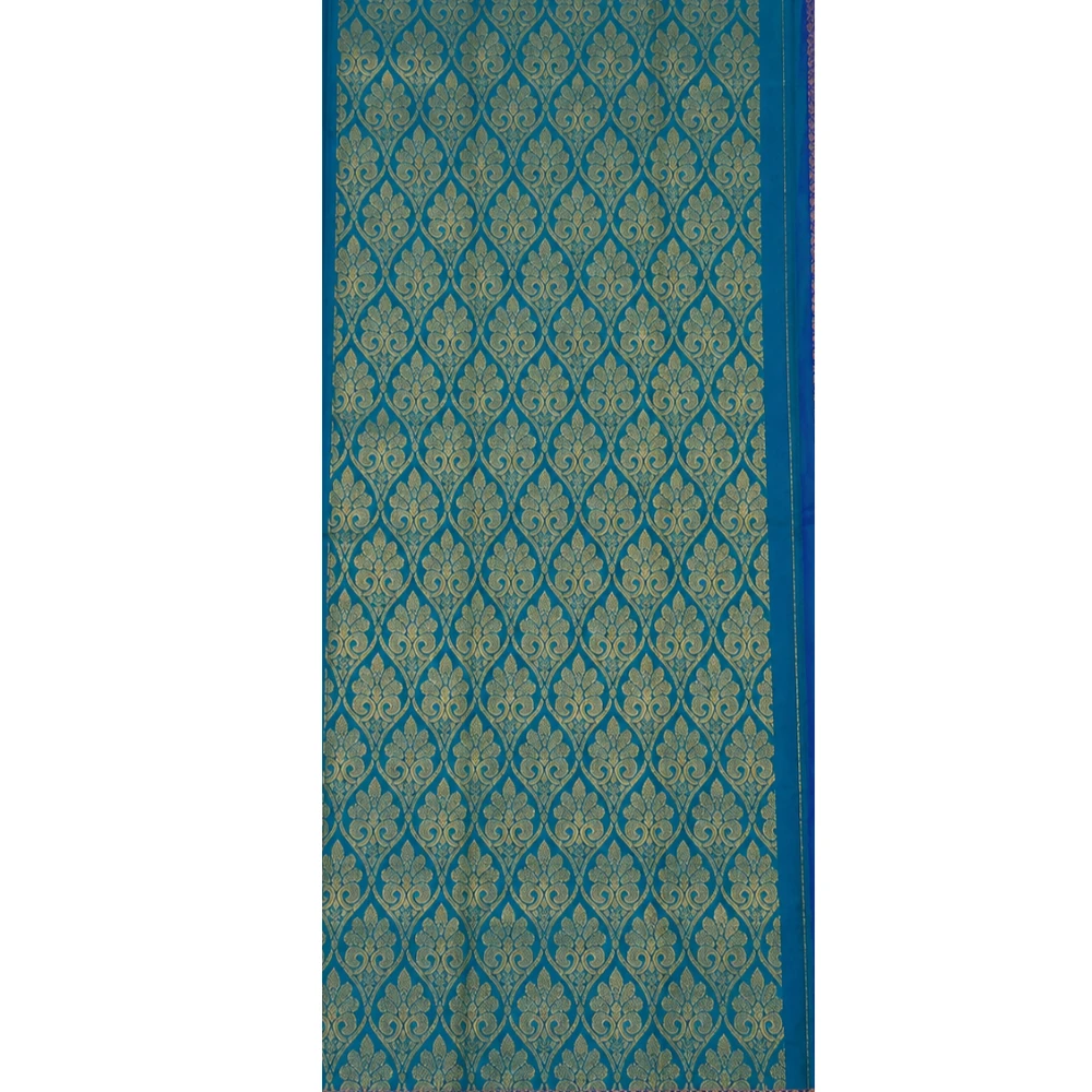 Goden Orange and Teal Green Contrast Multicolor Exclusive Kanchipuram Pure Silk Saree with Bentex Border & Diamond Butta