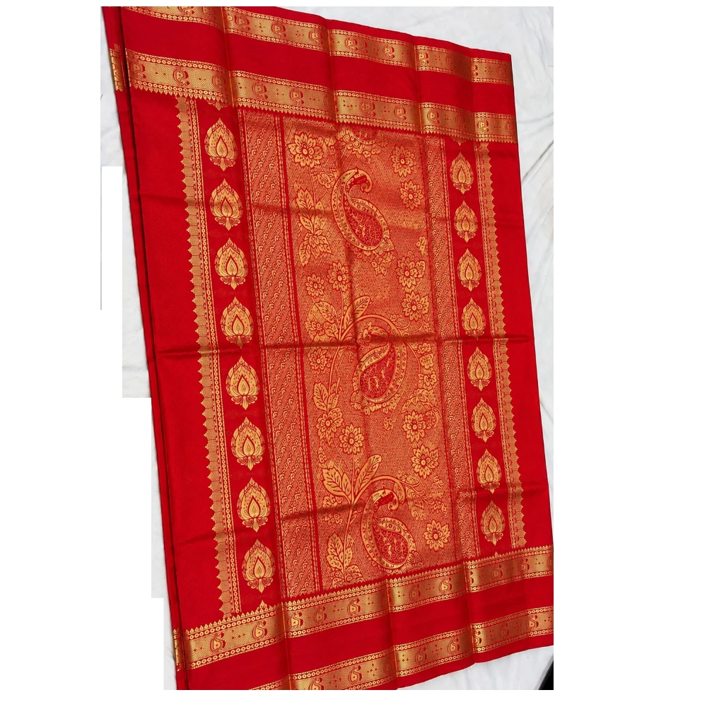 Yellow & Maroon Kanchipuram Pure Silk Saree with Blouse