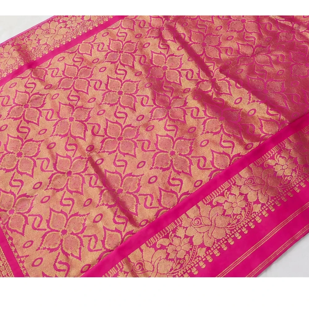 Exclusive Kanchipuram Pure Silk Saree with Pure Silk Blouse - Sky Blue & Orange