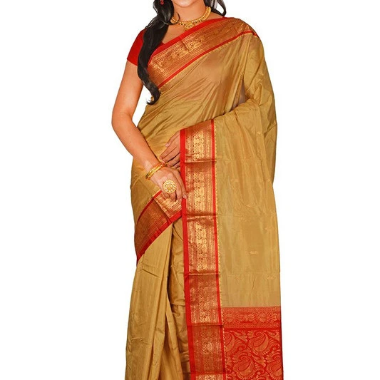 Traditional Kanchipuram Pure Silk Saree in Royal Blue with Ananda Contrast 