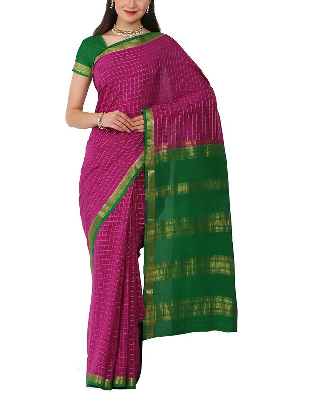 Classic Pure Mysore Silk Saree in Dark Green & Vibrant Zari Weave