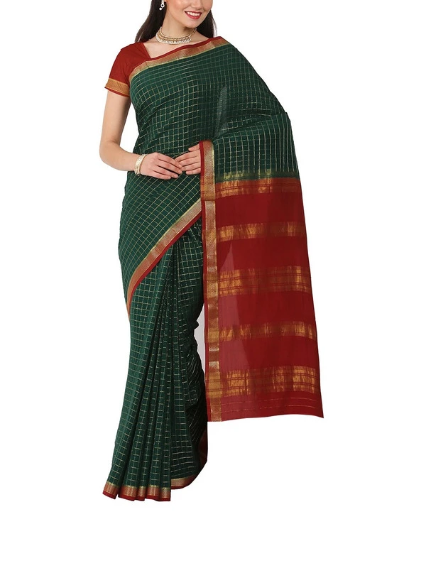 Elegant Pure Mysore Silk Saree in Violet Blue & Contrast Zari Border