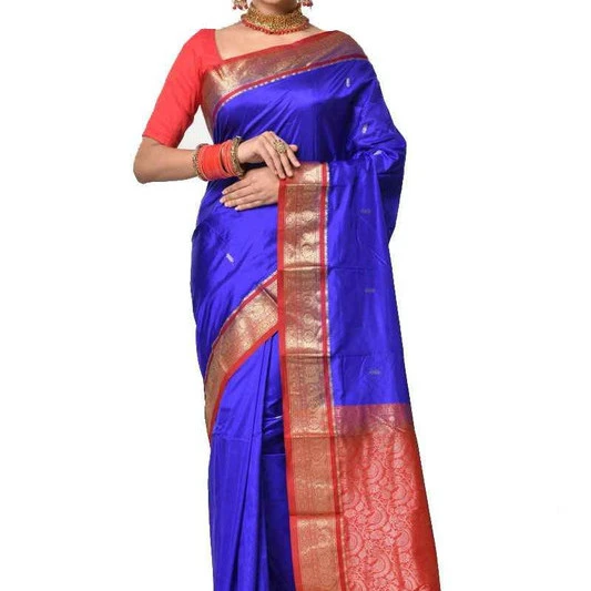 Golden Yellow and Green Contrast Traditional Kanchipuram Pure Silk Saree