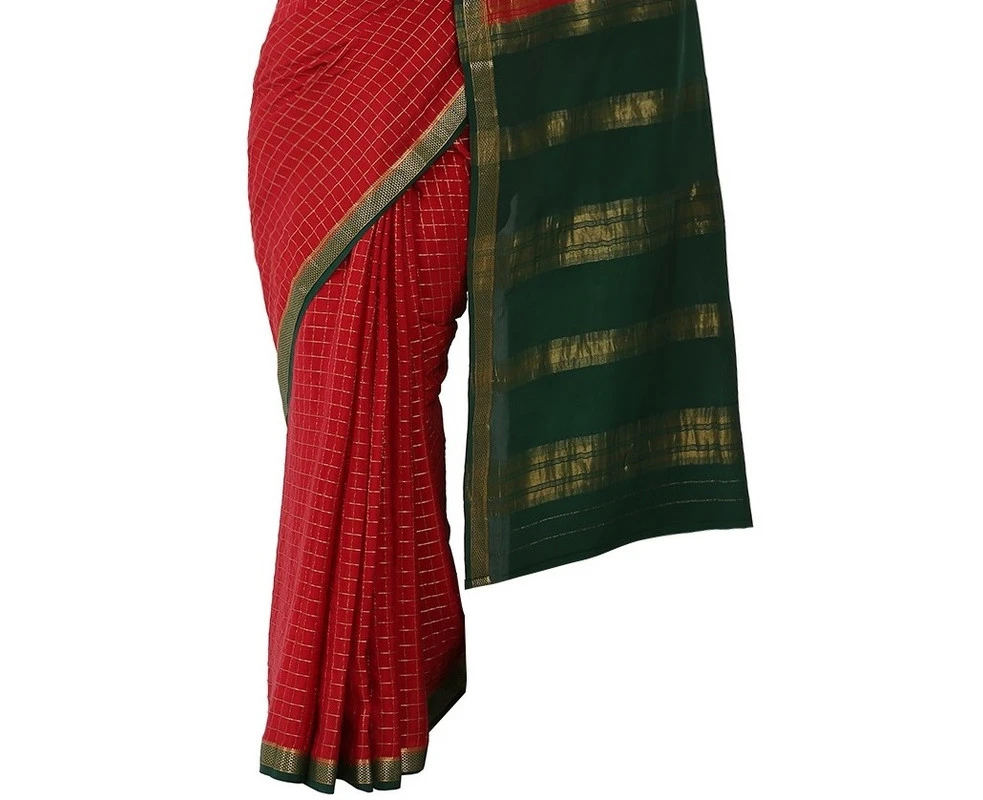 Bright Pure Mysore Silk Saree in Aqua Blue with & Contrasting Zari Work