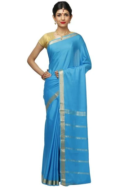 Sky Blue Handwoven Pure Mysore Silk saree