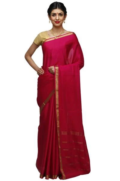 Gagri Pink  Handwoven Pure Mysore Silk saree