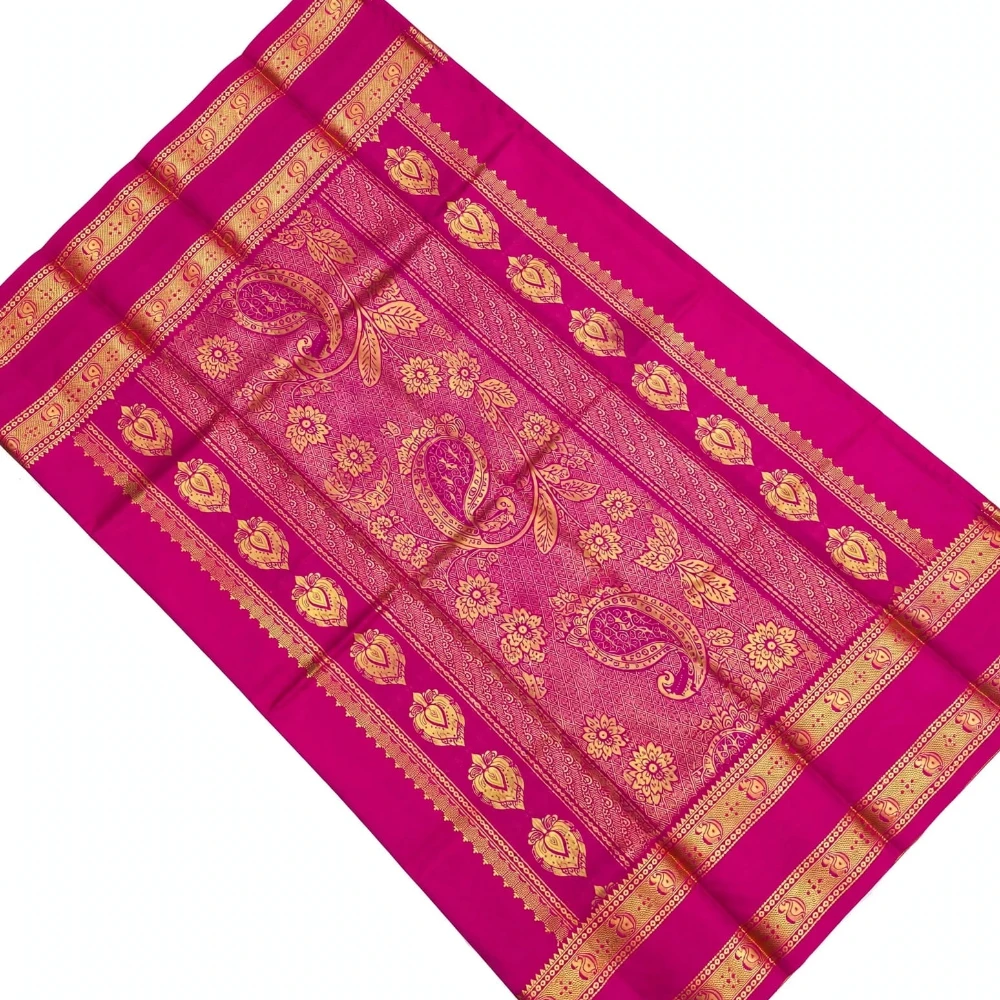 Exclusive Kanchipuram Pure Silk Saree with Pure Silk Blouse - Purple
