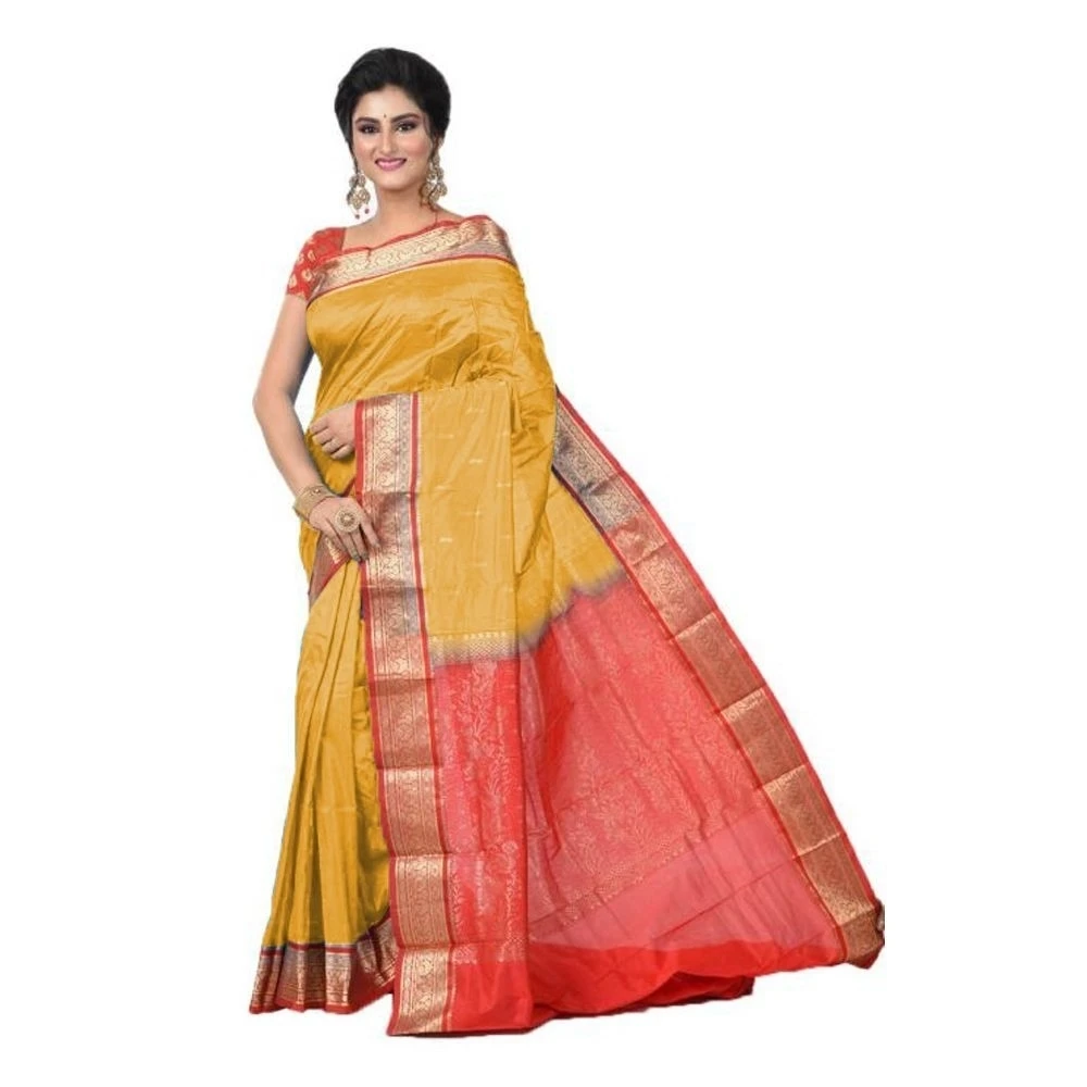 Yellow Pure Silk Traditional Kanchipuram Pure Silk Saree
