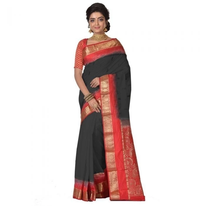 Mustard Orange With Red Contrast Latest Design Kanchipuram Pure Silk Exclusive Saree