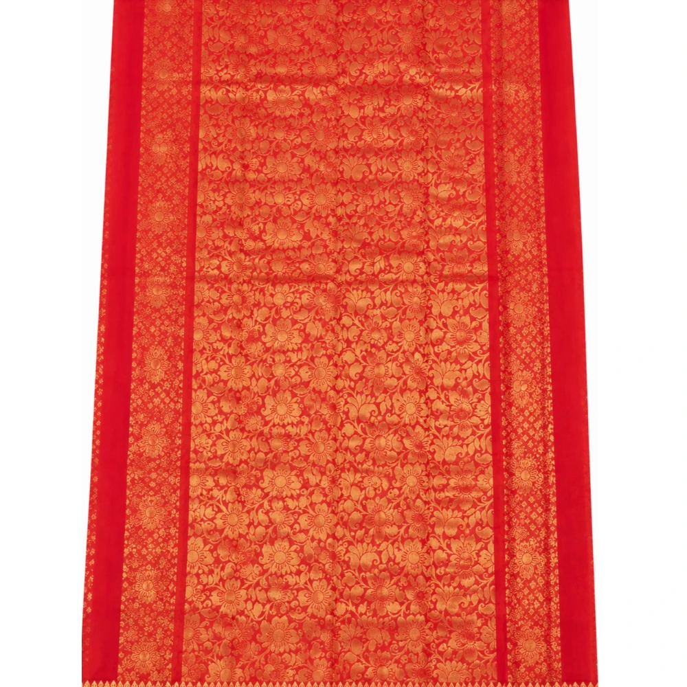 Teal Blue & Red Contrast Exclusive Kanchipuram Pure Silk Saree with Bentex Border