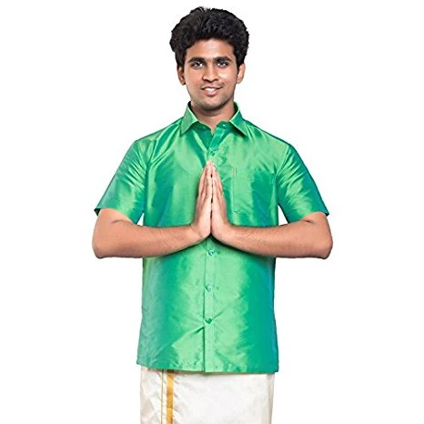 Parrot Green Dupion Silk Full Slevees Shirt
