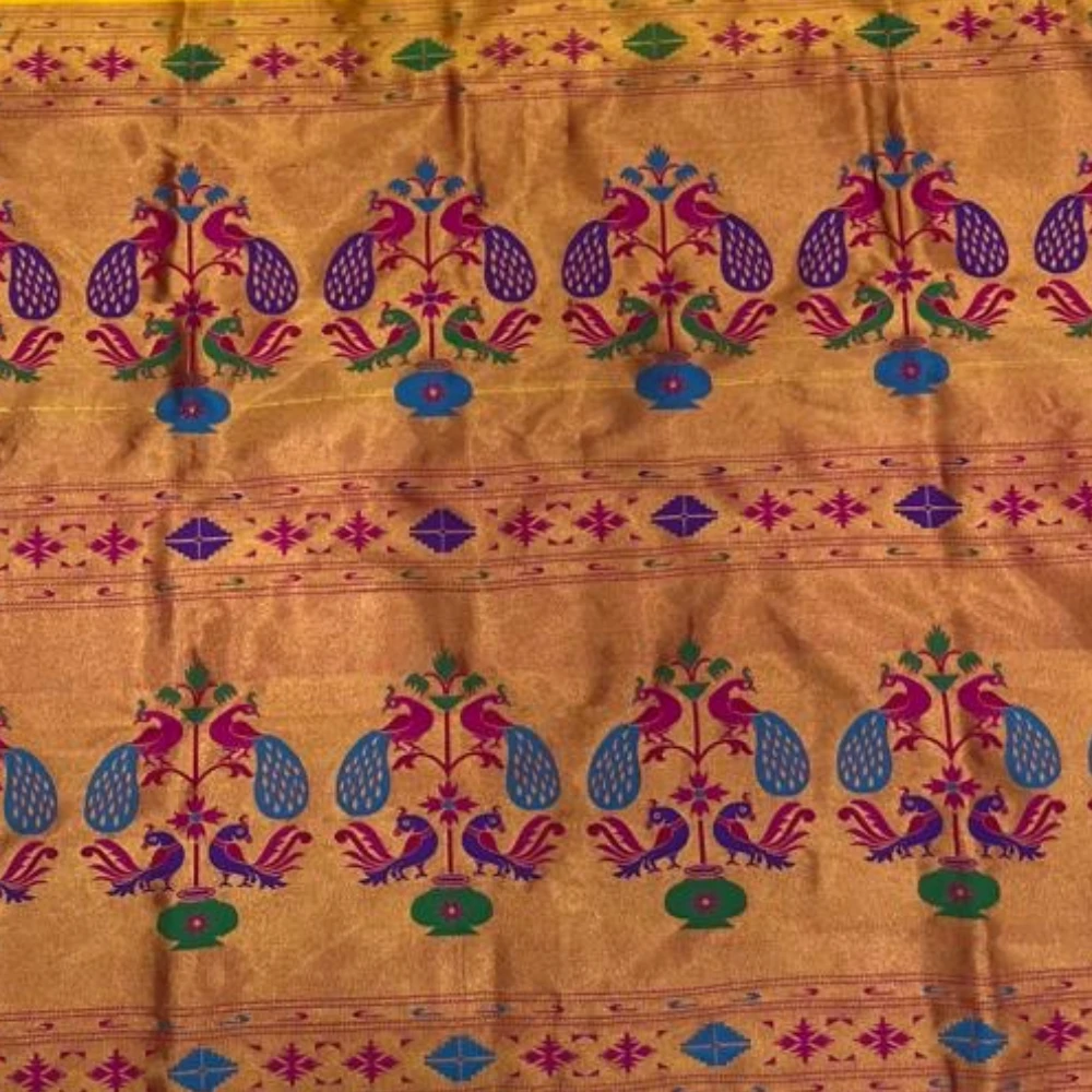 Regal Purple Semi Silk Paithani Saree with Peacock Embroidery Designer Blouse