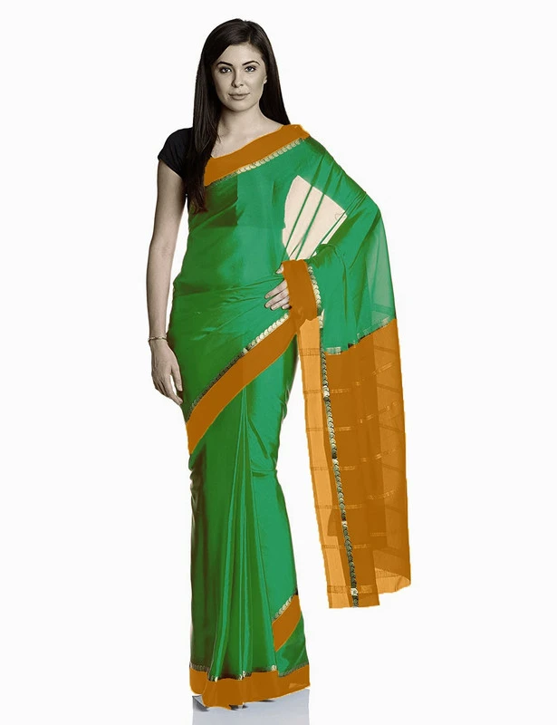 Opulent Pure Mysore Silk Saree in Bottle Green with Maroon Checks & Gold Zari Border