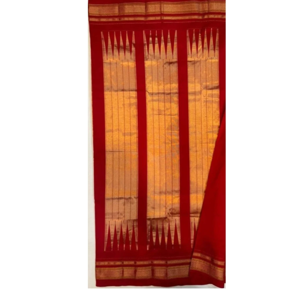 Lime Green Ilkaal plain pure saree with pink contrast zari border traditional handloom design
