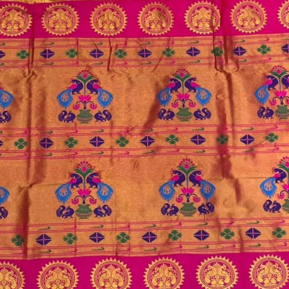 Heritage Emerald Green Semi Silk Paithani Saree with Peacock Embroidery Designer Blouse
