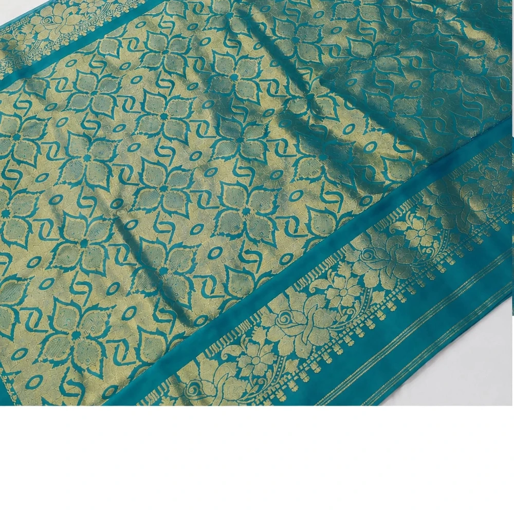 Exclusive Kanchipuram Pure Silk Saree with Pure Silk Blouse - Teal & Maroon