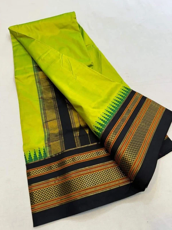 Sneha Green and Black Border - Traditional Handwoven Ilkaal Saree